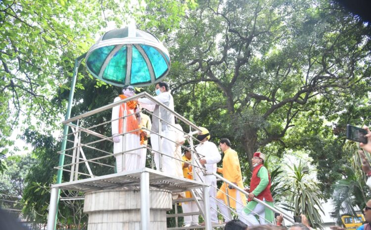 भाजपा चुनाव प्रभारी जोशी ने किया शहीदों को नमन, अंबेडकर की मूर्ति पर माल्यार्पण